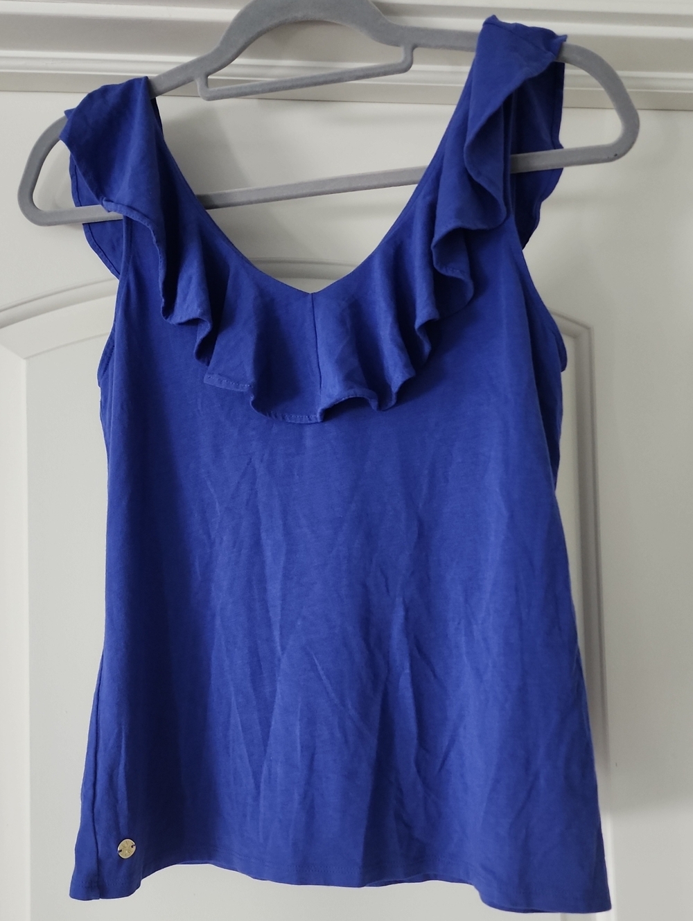 Lilly Pulitzer Blue Ruffle Neck Women’s Tank